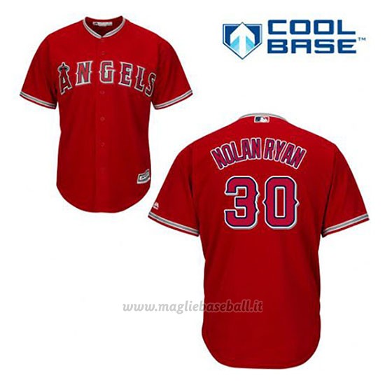 Maglia Baseball Uomo Los Angeles Angels Nolan Ryan 30 Rosso Alterner Cool Base